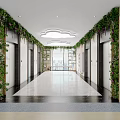 Chinese Style Hotel Lobby With Wooden Furniture Reception Desk And Ceiling Character Decorations