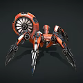 Futuristic Mechanical Spider Sci Fi Creature With Orange Black Body And Mechanical Legs