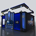 Interstellar Crossing VIII Modern Exhibition Booth Entrance Blue Black With Moon Surface Earth