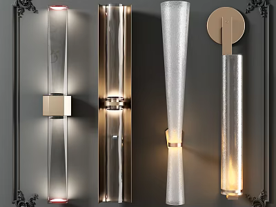 Modern Wall Sconces With Metal Frames And Glass Shades In Contemporary Styles 3d model