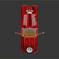Red Vintage Toy Car With Winged Design Circular Emblem And Spirit License Plate