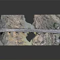 Detailed Stone Bridge Model With Arch Structure Mountain Terrain And Water Elements 3d model