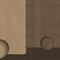 Wooden Wall Paneling In Natural Style With Wooden Spheres