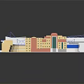 Modern Stadium Building With Green Football Pitch Blue Stands And White Roof Structure