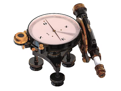 Industrial Surveying Instrument with Circular Dial Scale Brass Black Metal Structure for Precision Measurement Applications 3d model