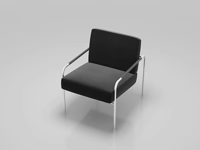 Modern Leisure Chair With Black Upholstered Seat And Backrest Metal Armrests And Sleek Legs 3d model