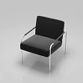Modern Leisure Chair With Black Upholstered Seat And Backrest Metal Armrests And Sleek Legs