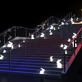 Illuminated Staircase With Rabbit Silhouettes And Crescent Moon As Photo Spot