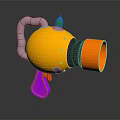 Colorful Cartoon Toy Gun 3D Model With Yellow Body Orange Nozzle And Purple Grip