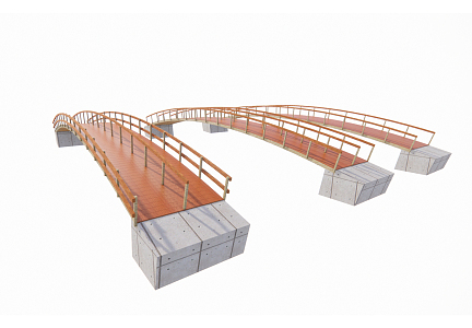 Modern Bridge Wooden Bridge 3d model