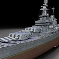 Large Warship With Main Gun Turrets Superstructure And Gray Hull 3d model