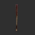 Weapon Blood Stained Wooden Baseball Bat With Realistic Blood Splatter And Texture