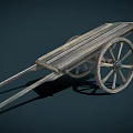 Vintage Wooden Cart With Rustic Planks And Large Spoked Wheels On Dark Background