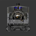 Vintage Steam Train Model with Silver Body Blue Roof and Blue Wheels