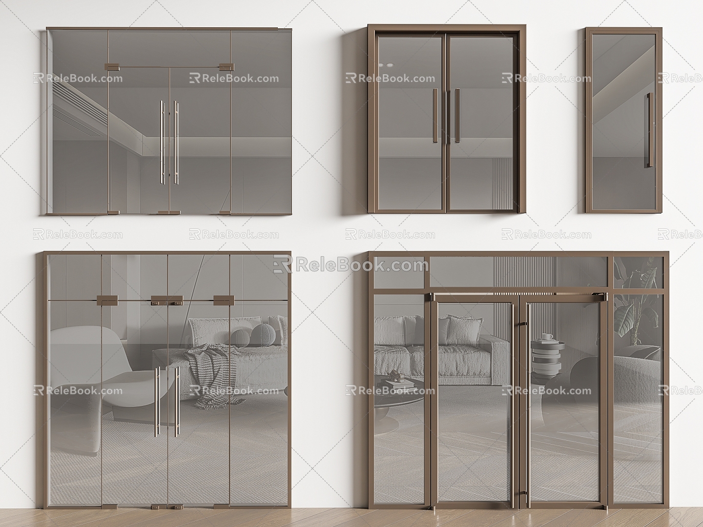 glass double door shop glass door glass gate glass single door commercial glass door 3d model