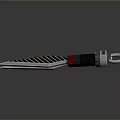 Two Black And Silver Textured Daggers With Sharp Blades And Blue Red Accent Handles