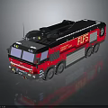 Red And Black Fire Truck With FLF5 Logo And Roof Equipment Exterior Design