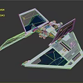 Futuristic Sci Fi Aircraft 3D Model With Geometric Wings Blue Transparent Sections And White Body