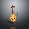 Traditional Chinese Pipa String Instrument With Wooden Stand Decorative Carved Design And Musical Equipment