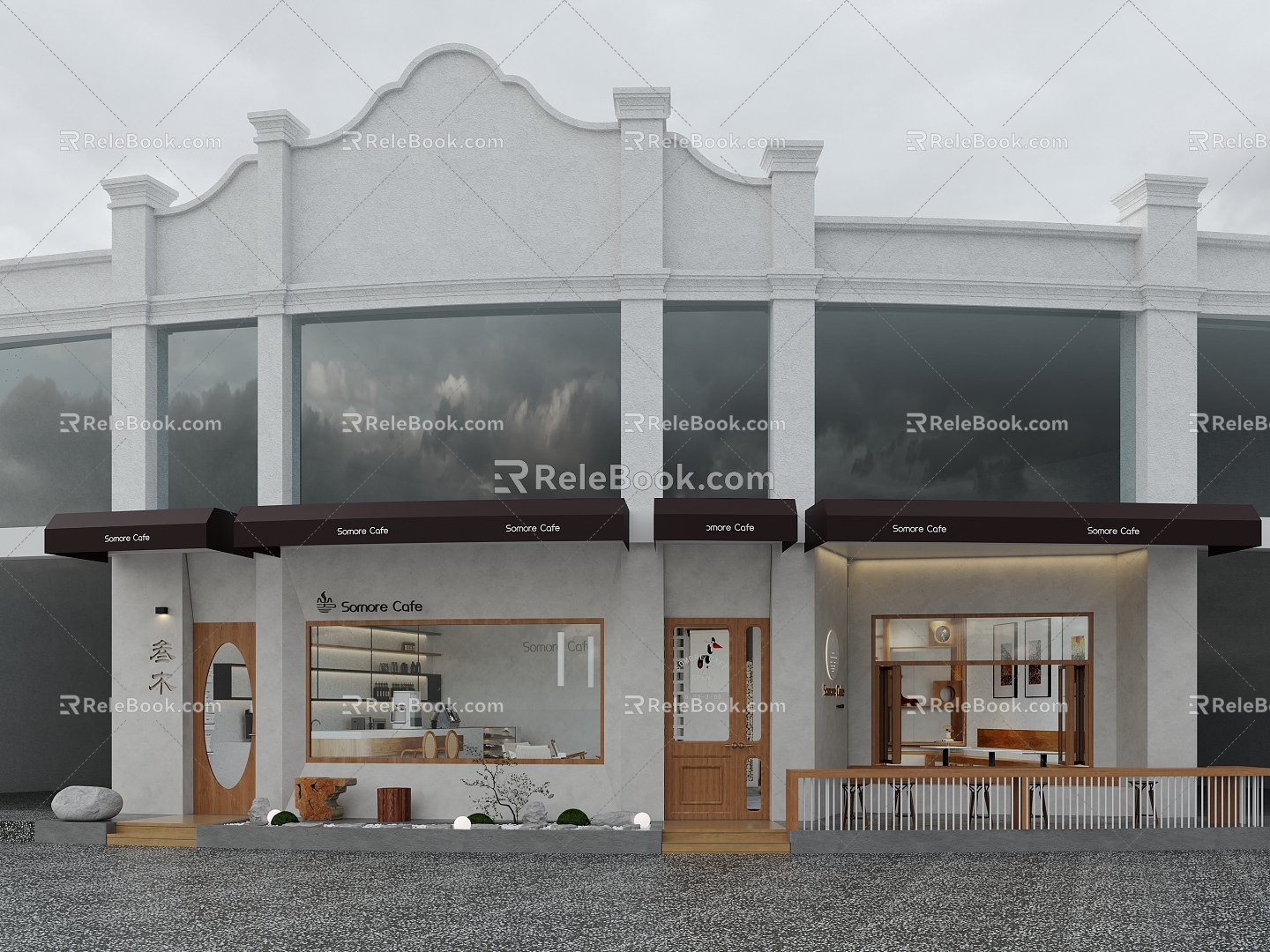 Jane Ou Door Head Cafe Door Head Facade 3d model