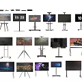 Multiple Television Models With Various Stands And Diverse Display Screens 3d model
