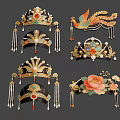 Traditional Chinese Hanging Ornaments With Phoenix Crown Pearl Tassels And Flower Designs