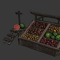 Wooden Fruit Stall Structure With Shelves And Display Counter For Fruits
