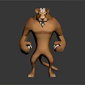 Anthropomorphic Lion 3D Character Standing With Muscular Build Orange Fur White Mane And White Claws