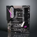ASUS Computer Motherboard With Black And Pink Design And Various Components