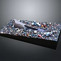 Colorful Stone Pebbles and Natural Wooden Accent Decorative Display Piece on Black Base