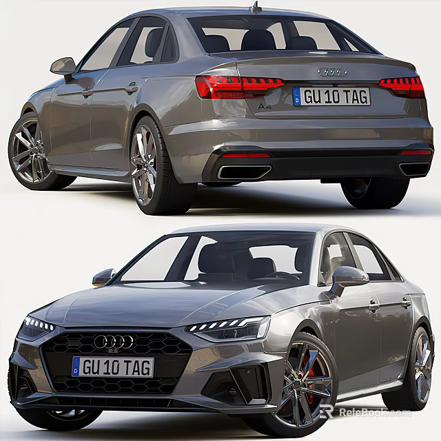Audi Silver Sedan Stylish Exterior Design With Front Rear View And Alloy Wheels 3d model 