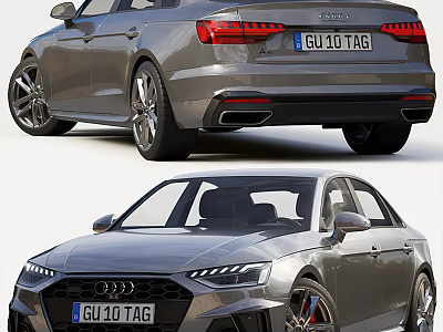 Audi Silver Sedan Stylish Exterior Design With Front Rear View And Alloy Wheels 3d model