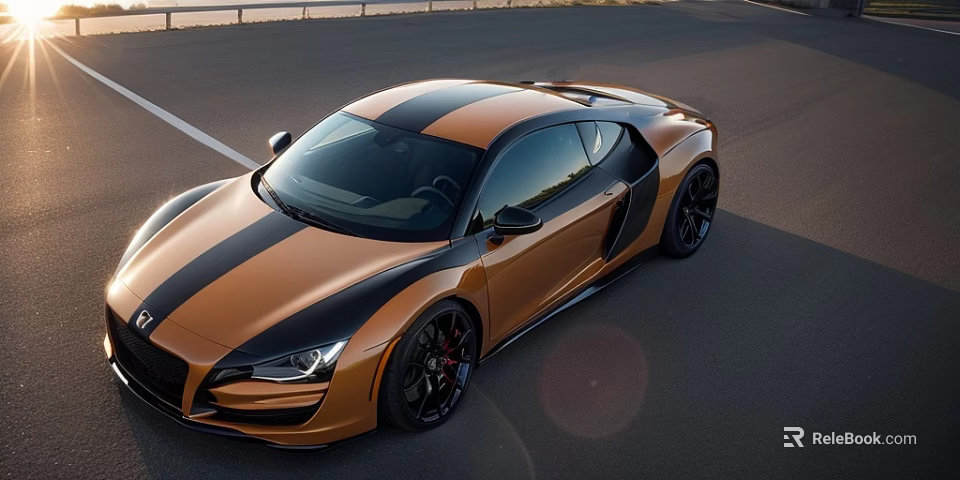 Orange and Black Sports Car With Sleek Design And Black Wheels On Road 3d model 