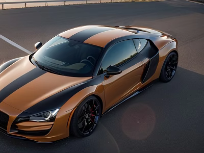Orange and Black Sports Car With Sleek Design And Black Wheels On Road 3d model