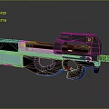 Futuristic Weapon Design With Teal Purple Black Sleek Structure And Reflective Surface