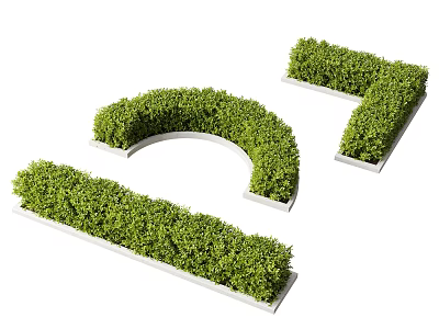 Decorative Green Shaped Bushes Including Arched Number Seven And Rectangular Designs 3d model