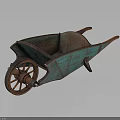 Vintage Wooden Wheelbarrow With Green Brown Finish Rustic Style Classic Garden Design