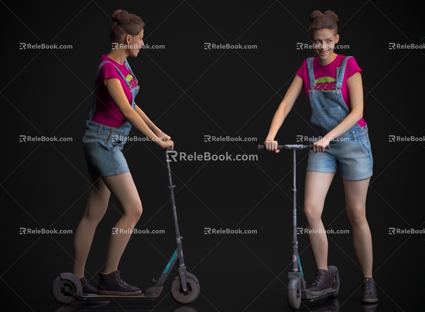 Pedestrian figure person adult foreigner skateboard 3d model