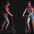 Pedestrian figure person adult foreigner skateboard 3d model