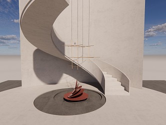 modern revolving staircase 3d model