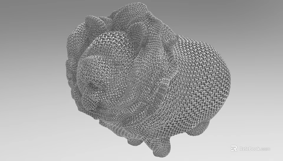 Decorative Ornament Set With 3D Woven Texture Lion Sculpture Grid Pattern Design 3d model 