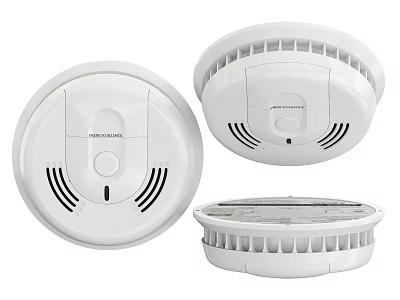Fire Safety Equipment White Smoke Detectors in Various Angles for Home Safety 3d model