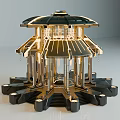 Modern Decorative Pavilion With Golden Black Design And Metallic Roof Structure