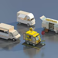 Mobile Canteen Food Trucks In Various Styles With Awning Service Window And Stop Sign Platform