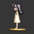 Cute Little Girl Standing on Yellow Base Wearing White Dress With Yellow Stars