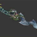 Mythical Fantasy Ice Blade With Blue Crystal Design And Dragon Head Accents