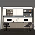 Modern Study Room Interior Design With Writing Desk Comfortable Chairs And Open Shelves