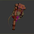 Anthropomorphic Rat Game Movie Character 3D Model With Red Cannon Backpack And Combat Stance
