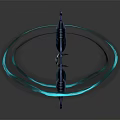 Futuristic Weapon Design Featuring Blue Purple Bow With Translucent Curved Elements