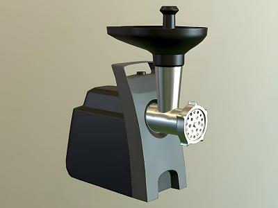 Industrial Meat Grinder With Black Base Silver Metal Components And Manual Handle Design 3d model